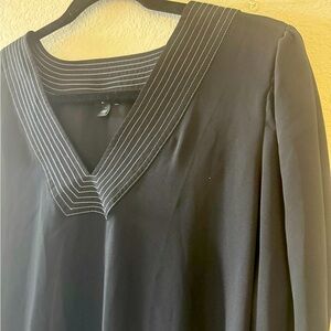 Ann Taylor Black Top with White Stitch Detail